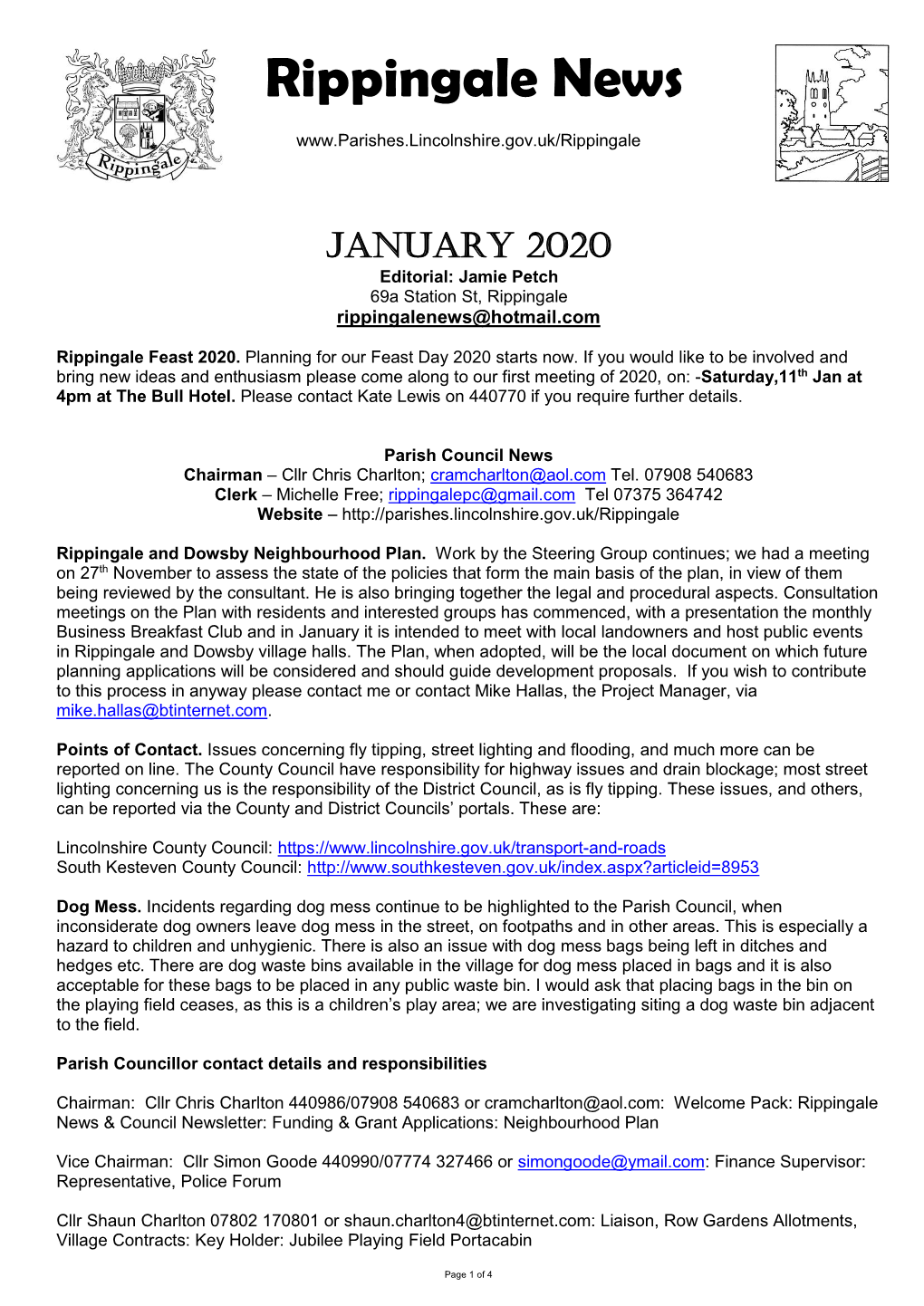 Rippingale Village News January 2020