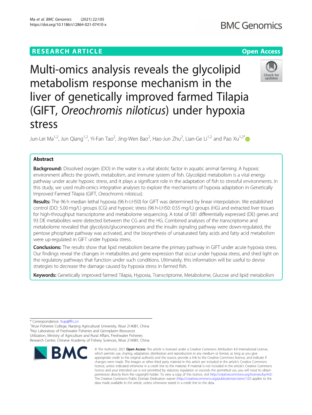 Multi-Omics Analysis Reveals the Glycolipid