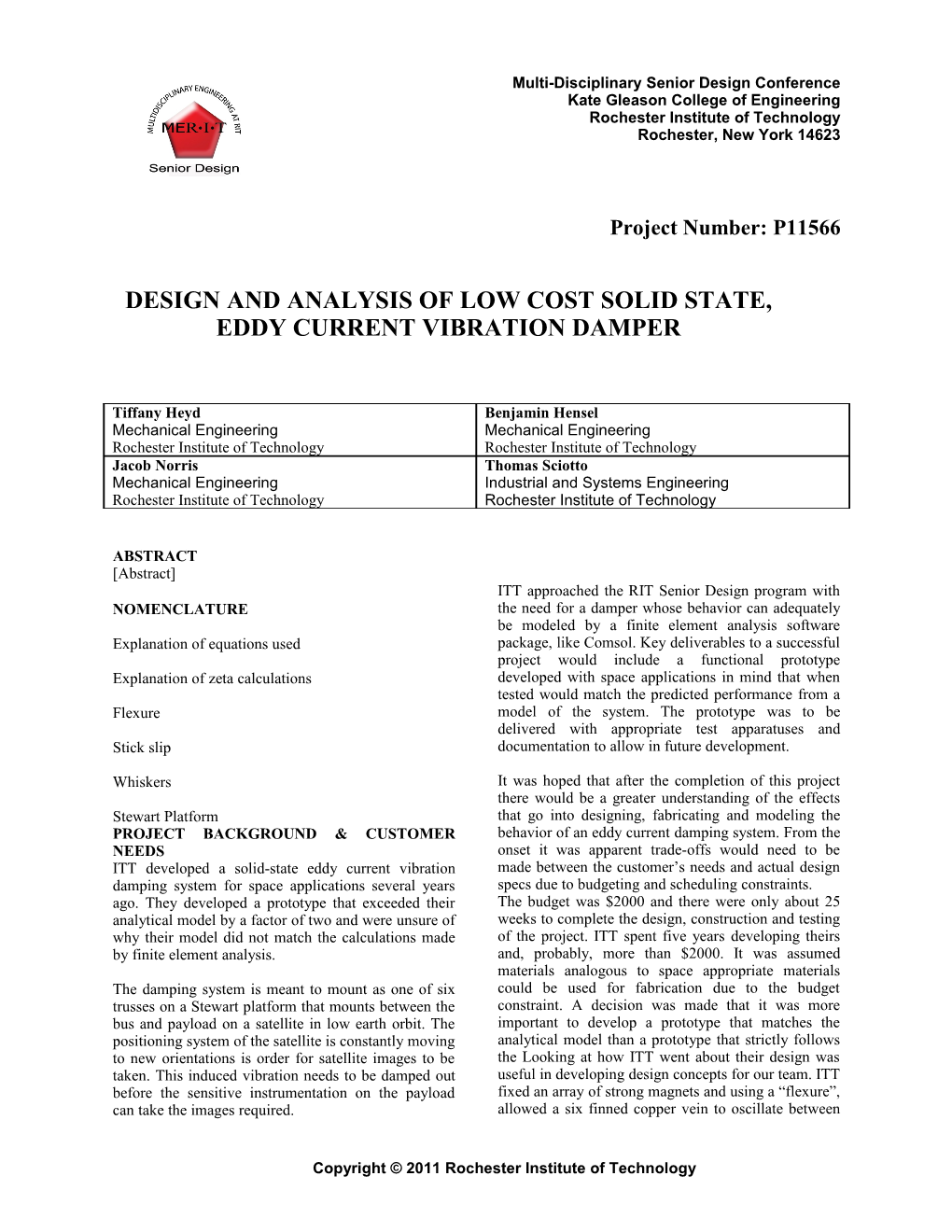 Proceedings of the Multi-Disciplinary Senior Design Conferencepage 1