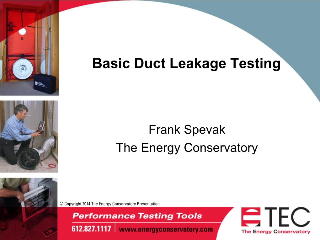 Basic Duct Leakage Testing