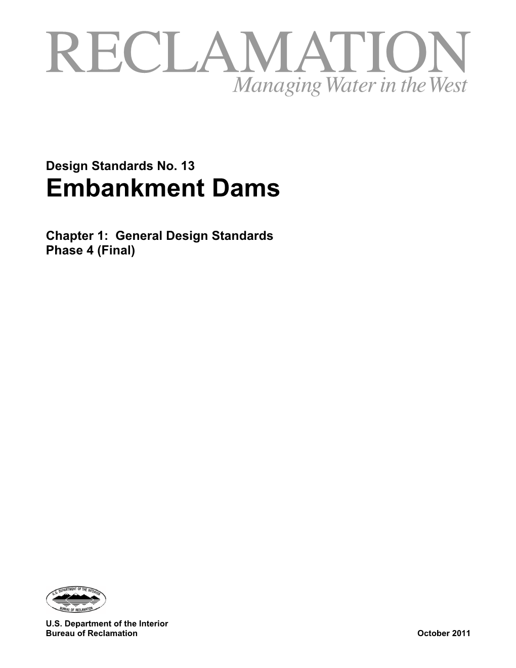 Design Standards No. 13: Embankment Dams
