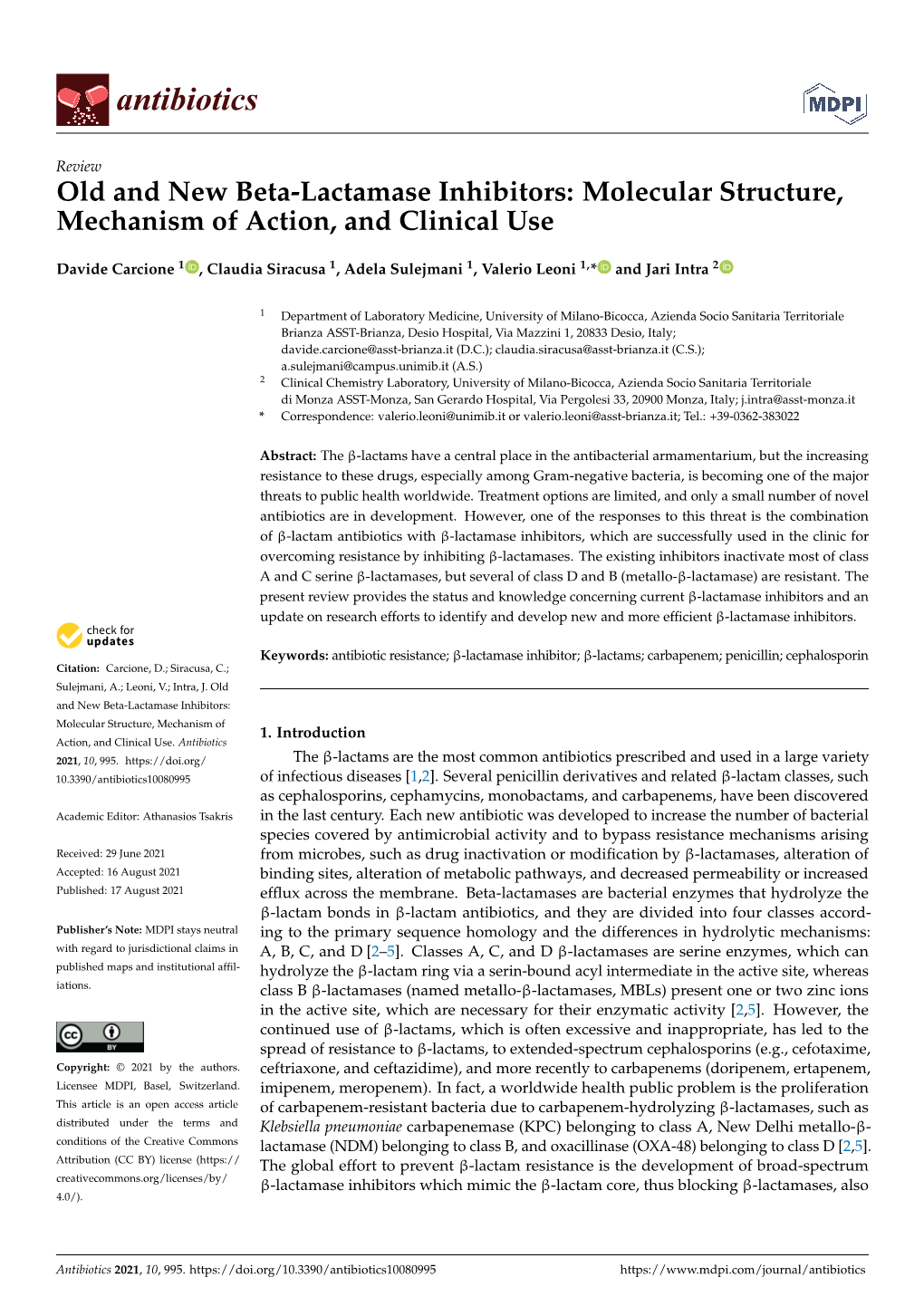 Old and New Beta-Lactamase Inhibitors: Molecular Structure, Mechanism of Action, and Clinical Use