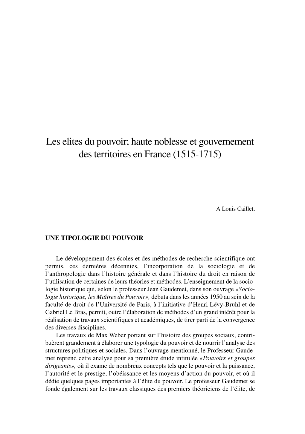 Haute Noblesse Et Gouvernement Des Territoires En France (1515-1715)