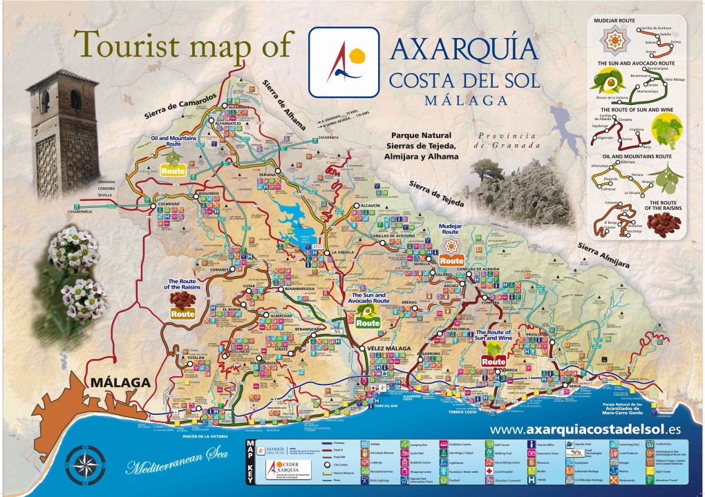 Tourist Map of ! AXARQUIA the SUN a NO AVOCADO ROUTE COSTA DEL SOL MÁLAGA