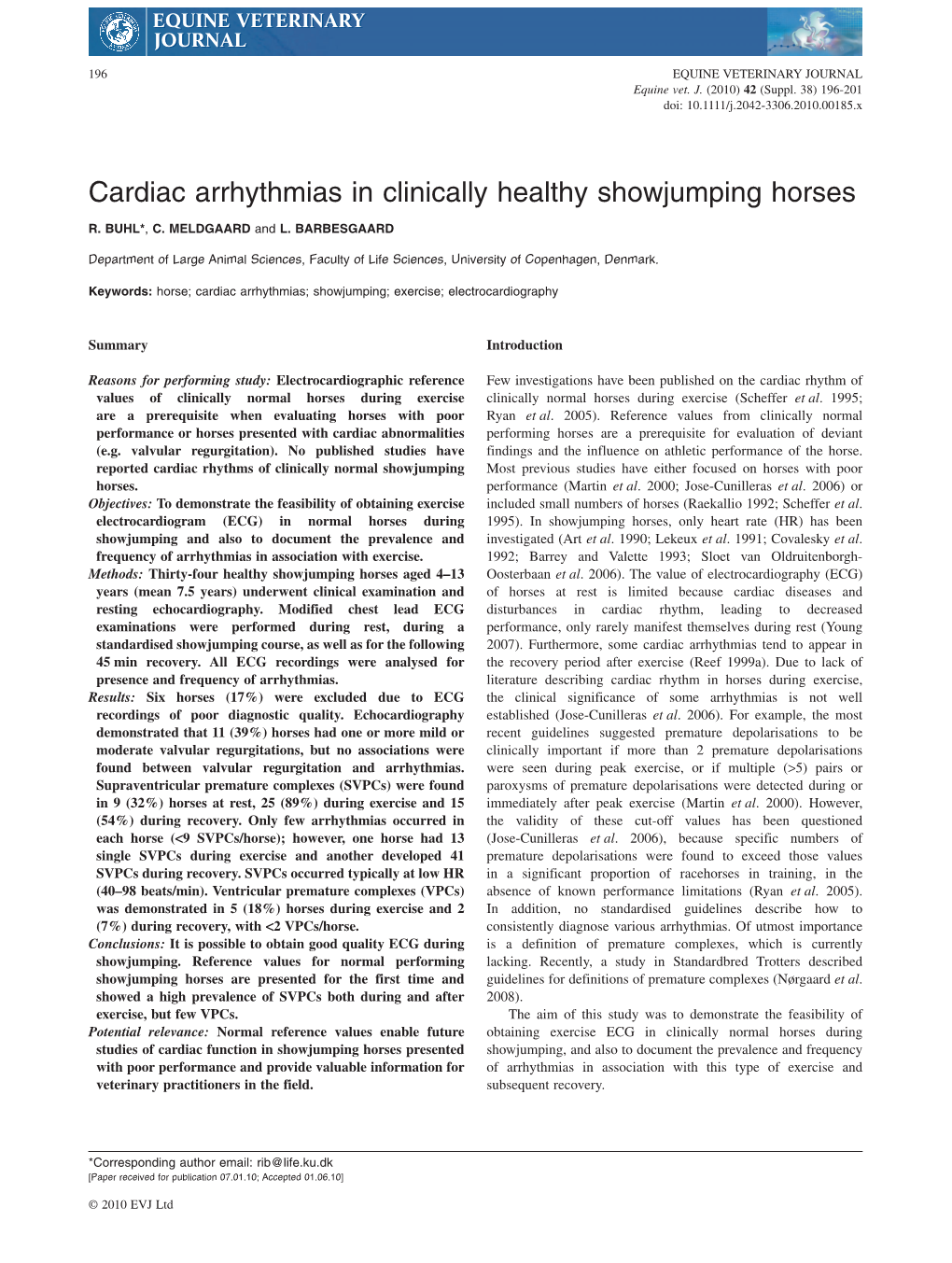 Cardiac Arrhythmias in Clinically Healthy Showjumping Horses