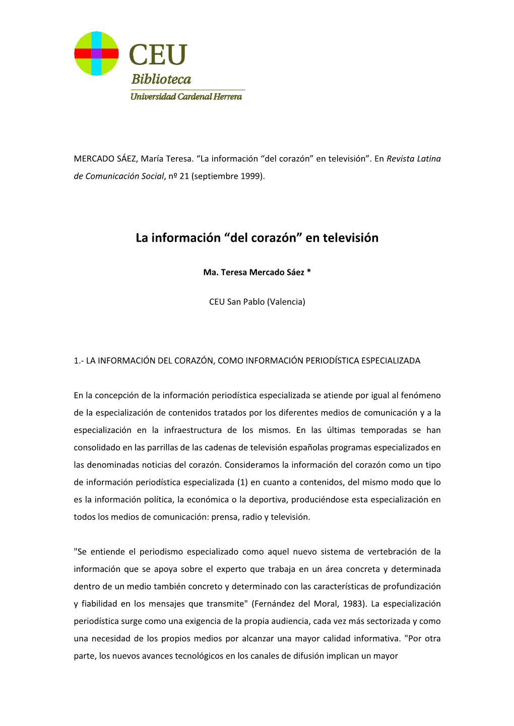 La Información “Del Corazón” En Televisión”