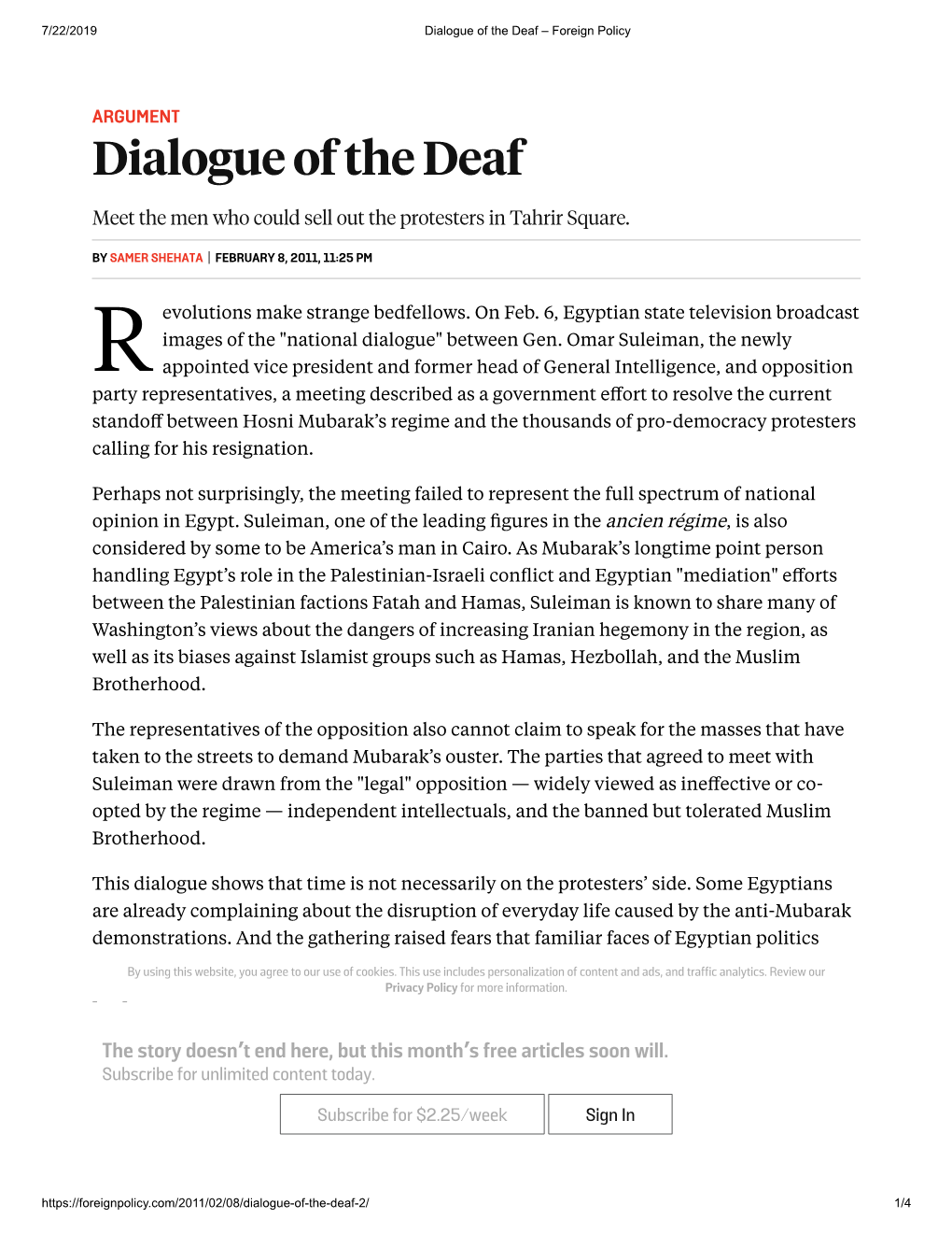 Dialogue of the Deaf – Foreign Policy