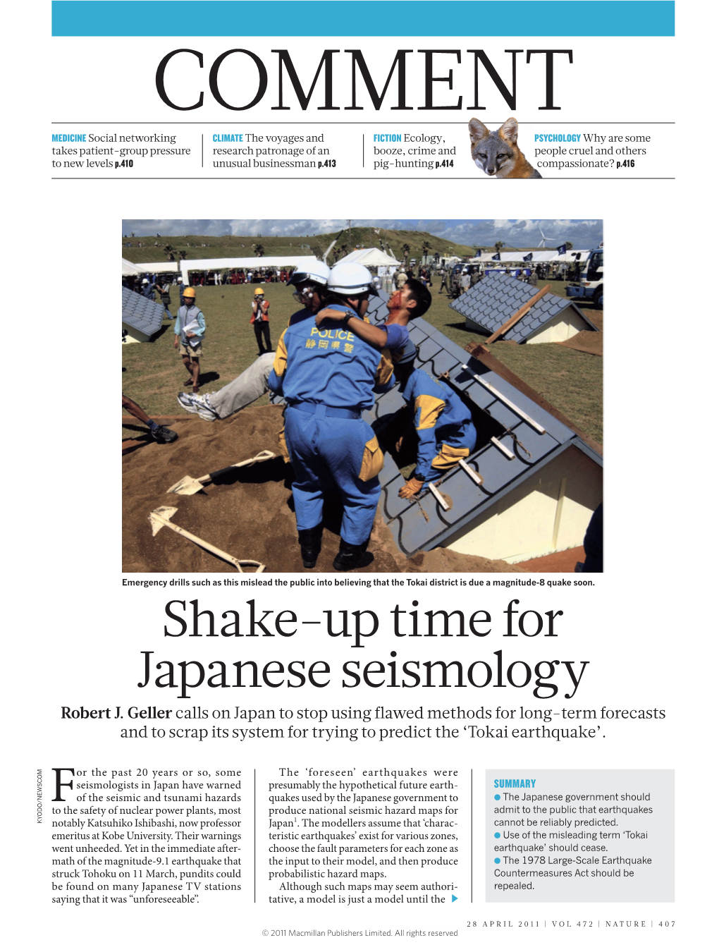 Shake-Up Time for Japanese Seismology Robert J