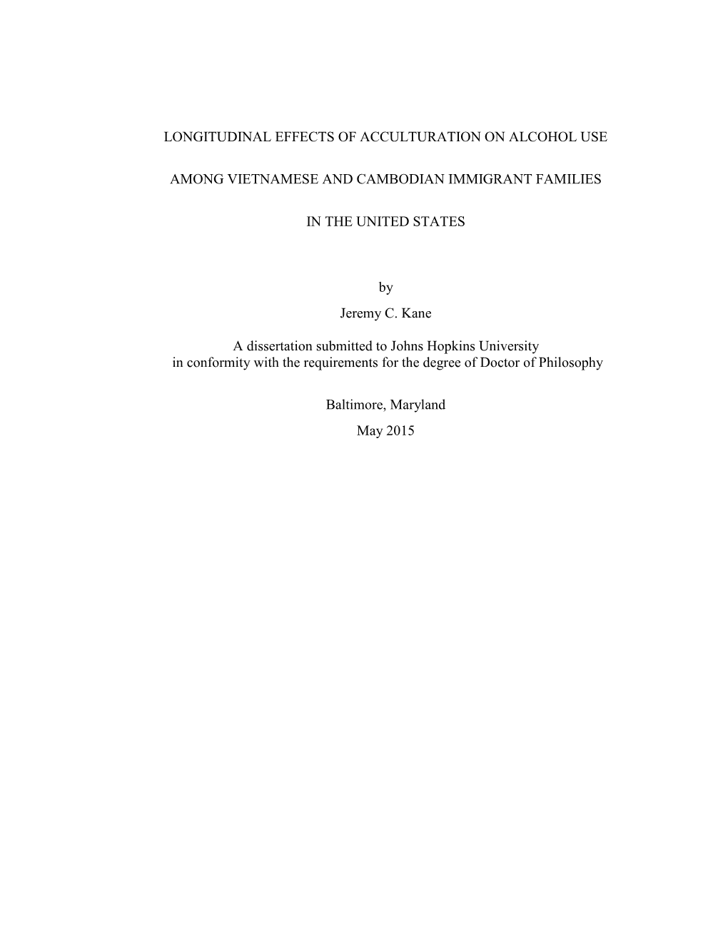 Longitudinal Effects of Acculturation on Alcohol Use