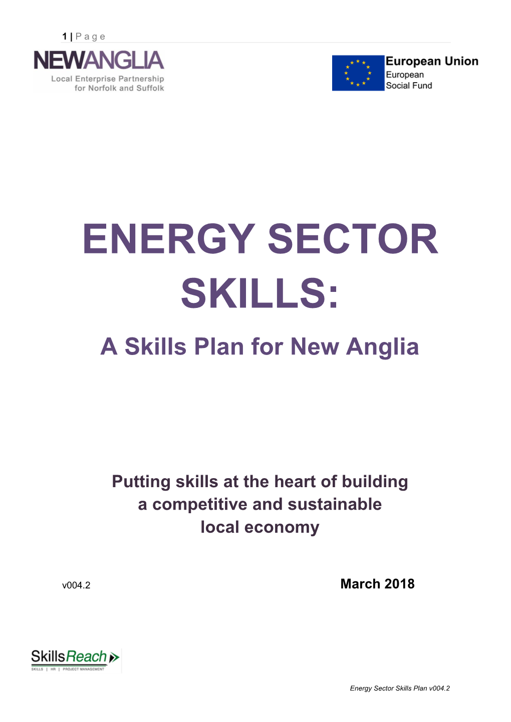 ENERGY SECTOR SKILLS: a Skills Plan for New Anglia