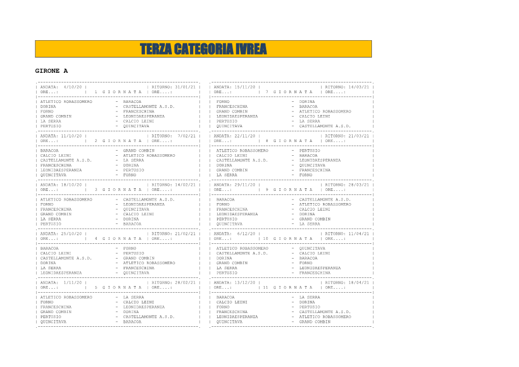 Terza Categoria Ivrea