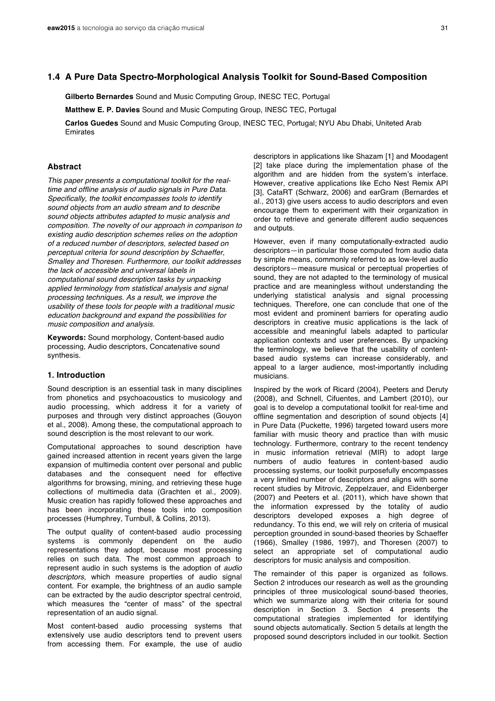 1.4 a Pure Data Spectro-Morphological Analysis Toolkit for Sound-Based Composition