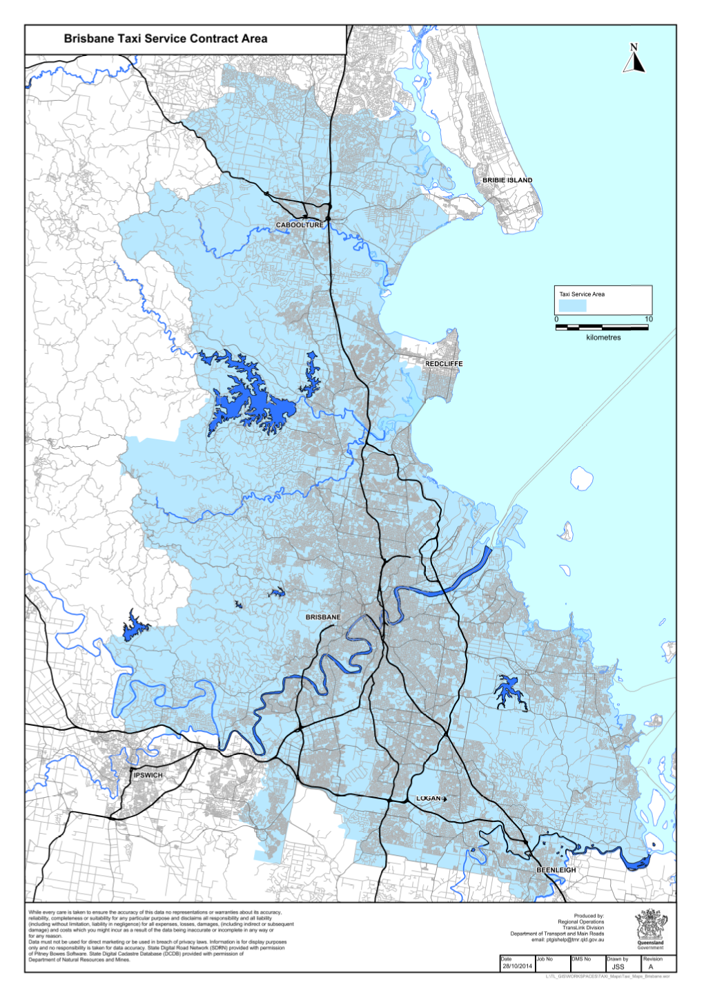 Brisbane Taxi Service Contract Area