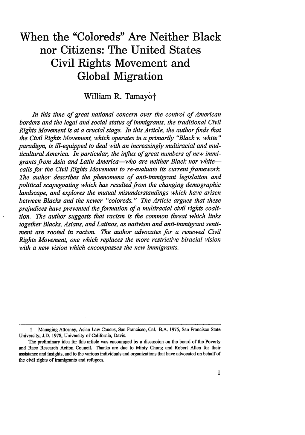 The United States Civil Rights Movement and Global Migration