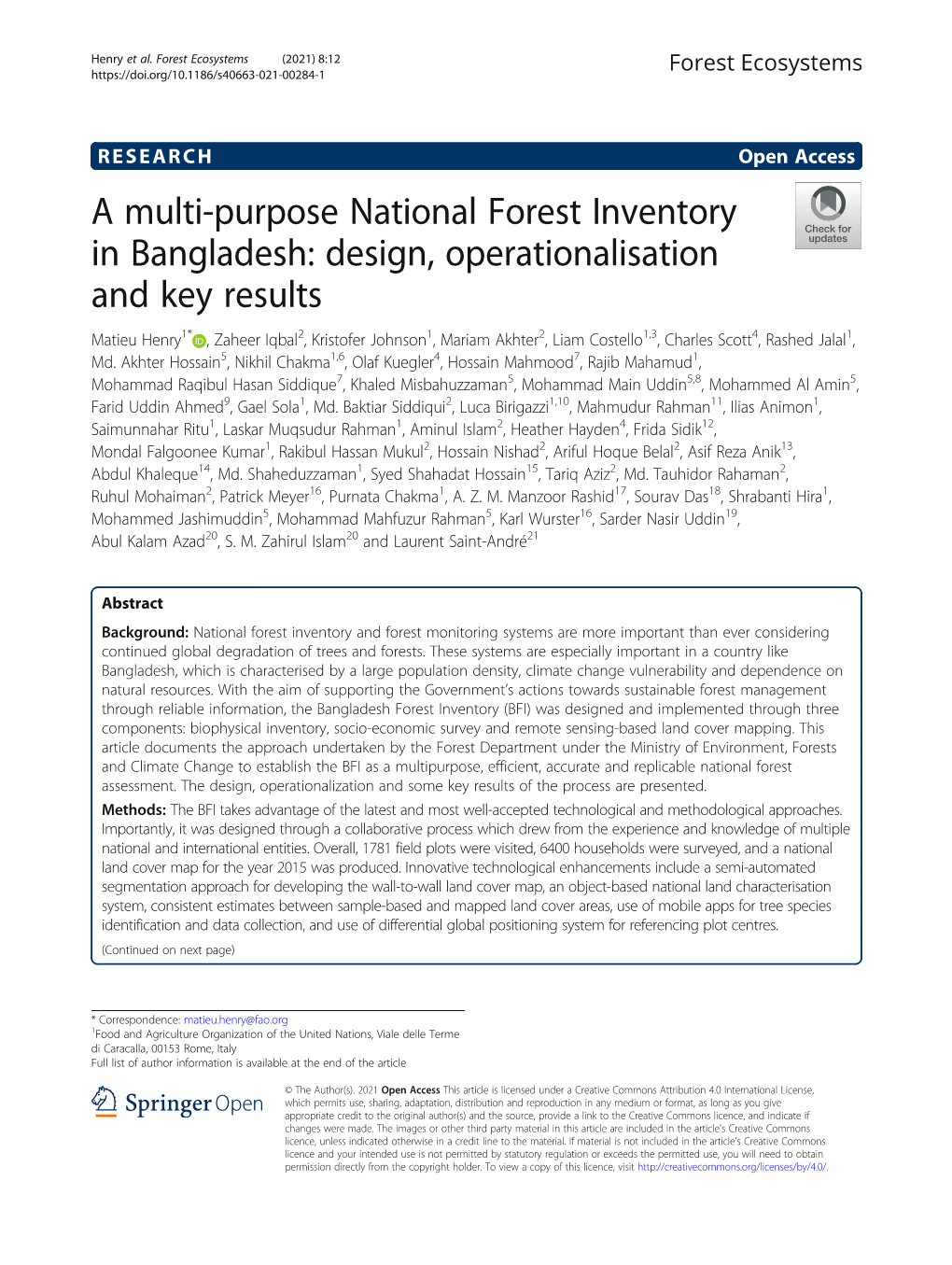 A Multi-Purpose National Forest Inventory in Bangladesh: Design