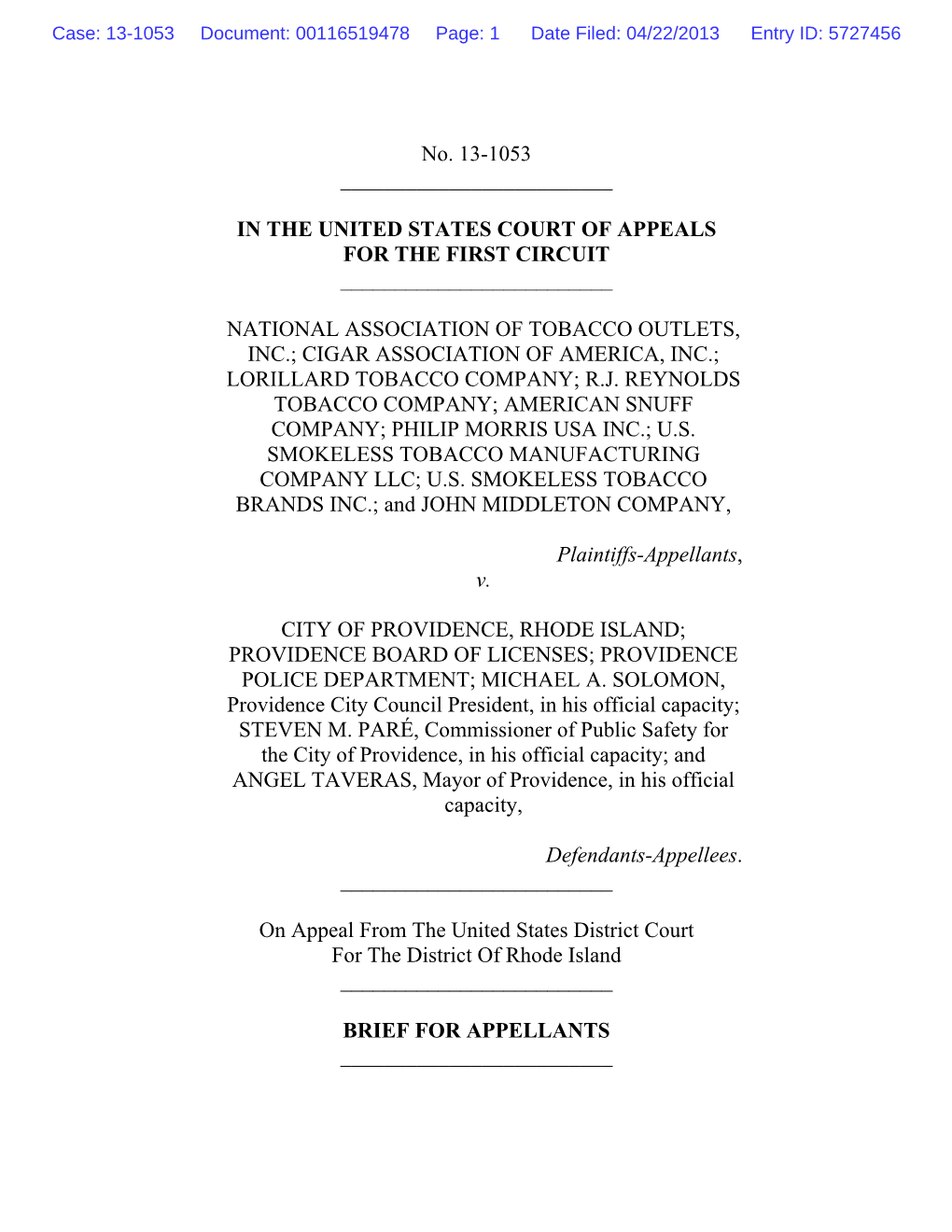 Brief of Appellants National Association Of