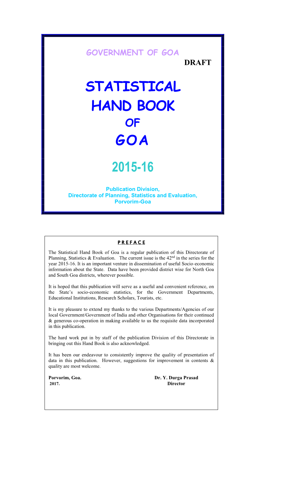 Statistical Hand Book Goa 2015-16