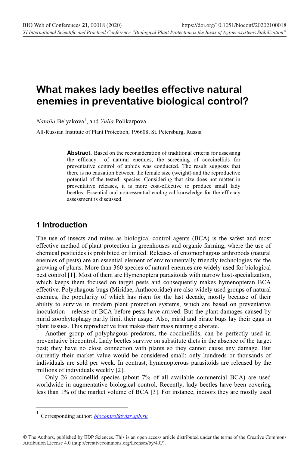 What Makes Lady Beetles Effective Natural Enemies in Preventative Biological Control?