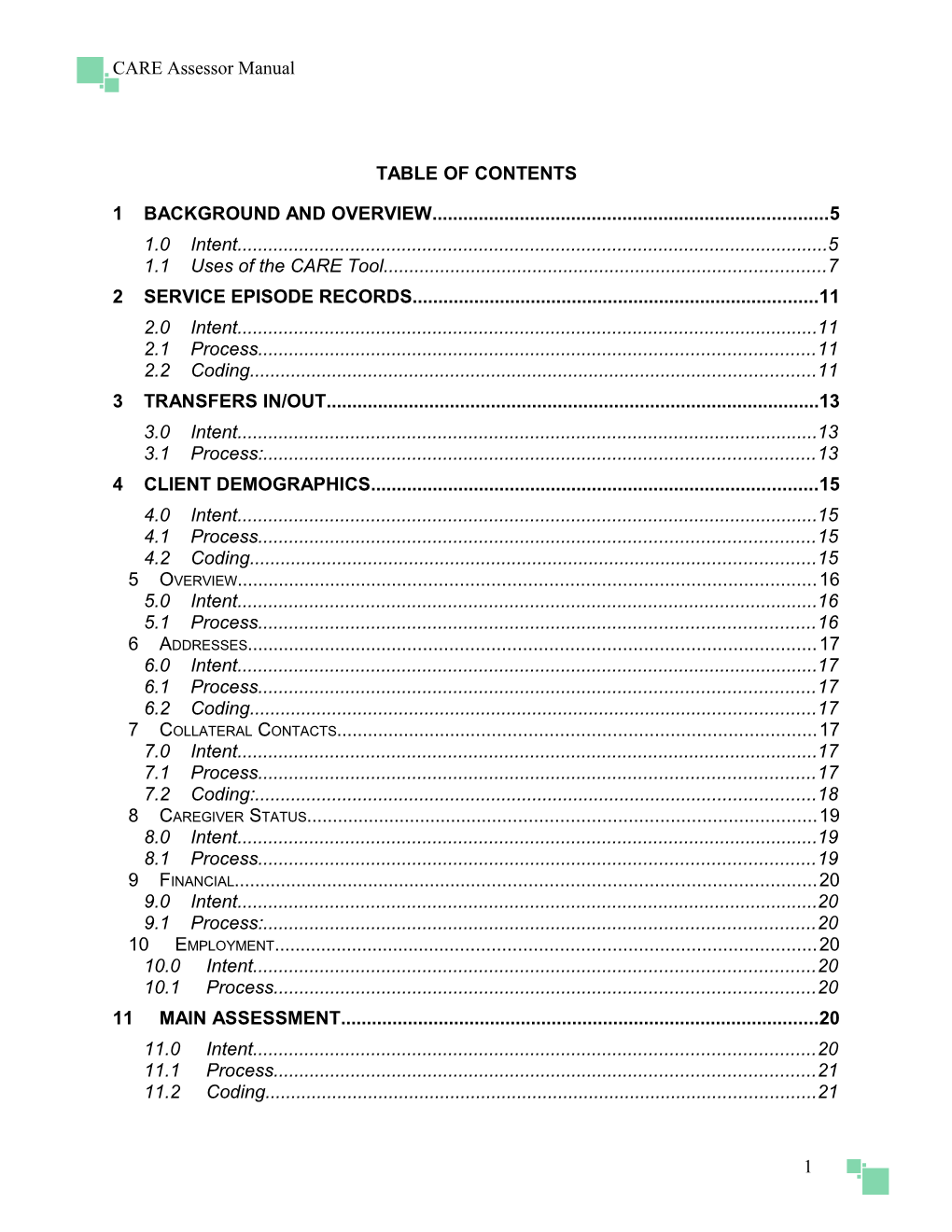 CARE Assessor's Manual