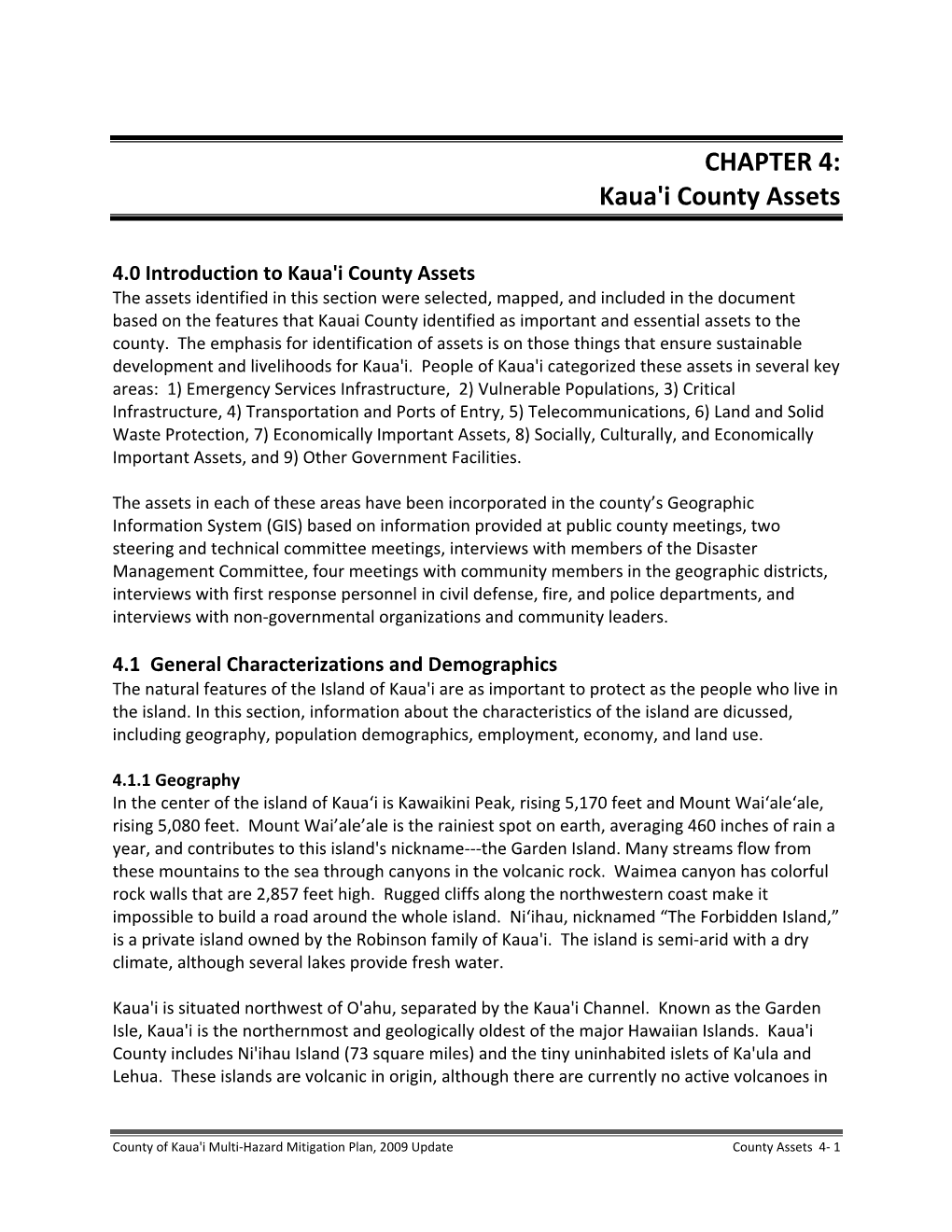 CHAPTER 4: Kaua'i County Assets