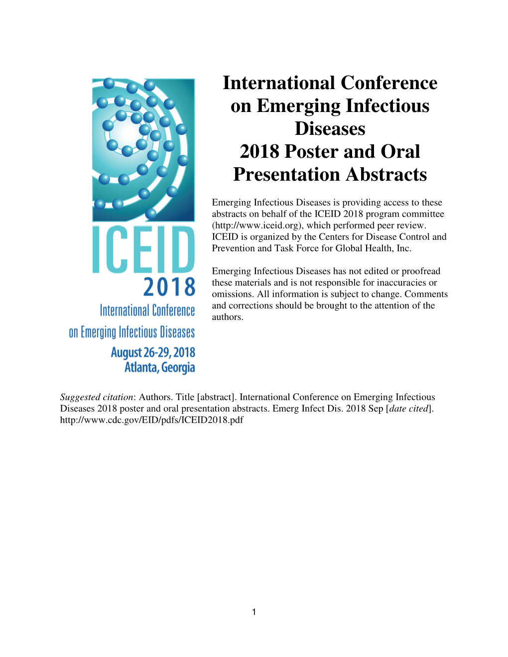 International Conference on Emerging Infectious Diseases 2018 Poster and Oral Presentation Abstracts