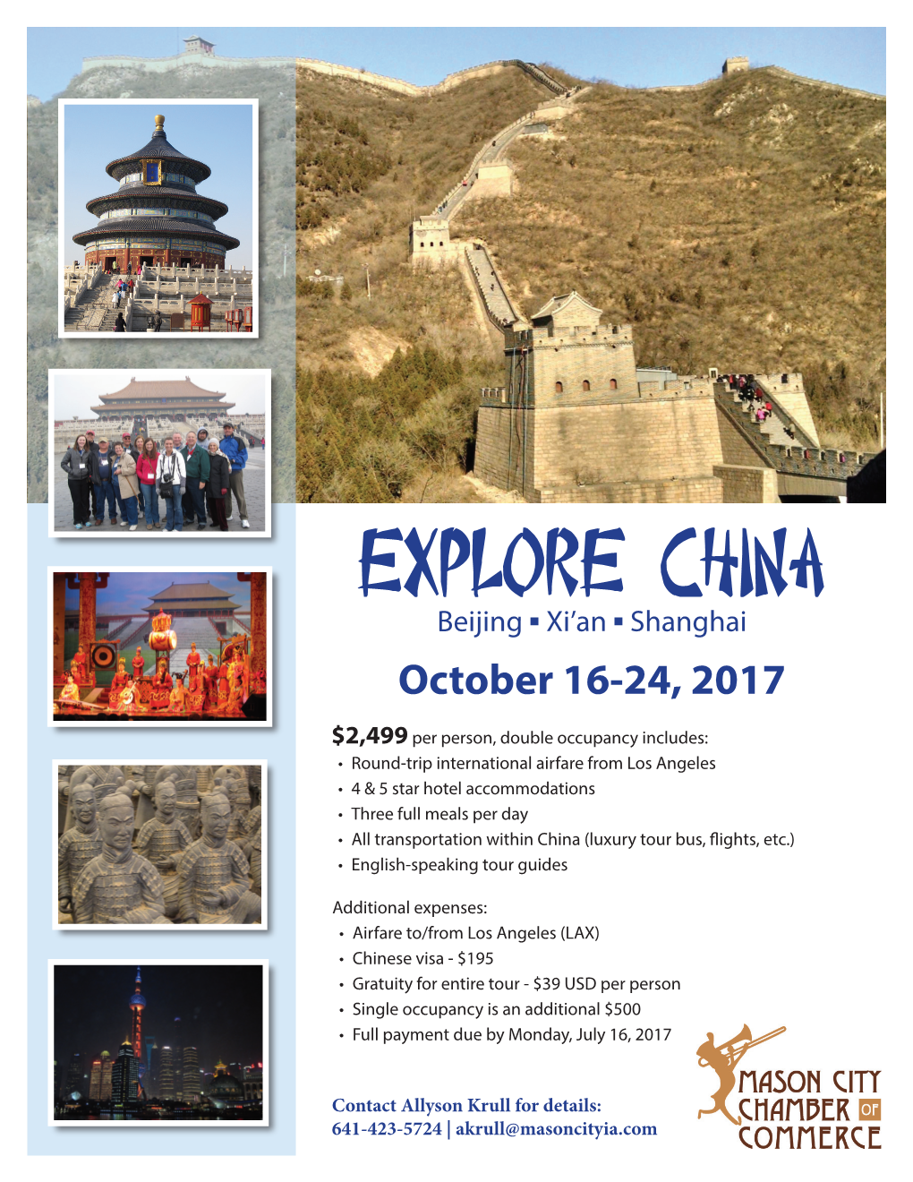Explore China Beijing ▪ Xi’An ▪ Shanghai October 16-24, 2017