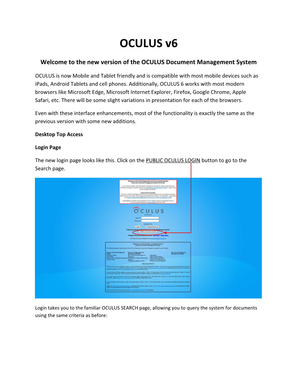 Welcome to the New Version of the OCULUS Document Management System