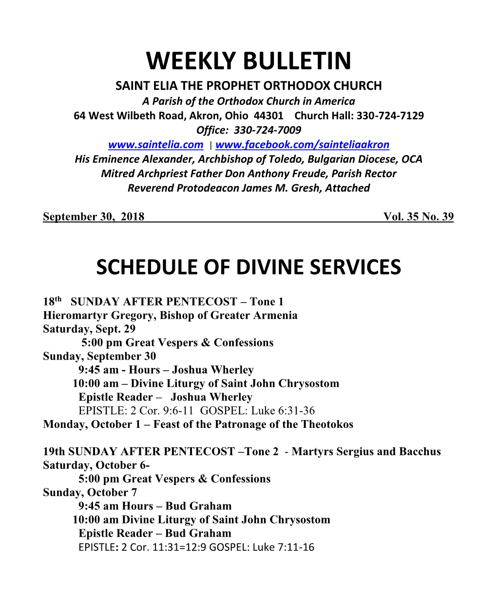 Weekly Bulletin