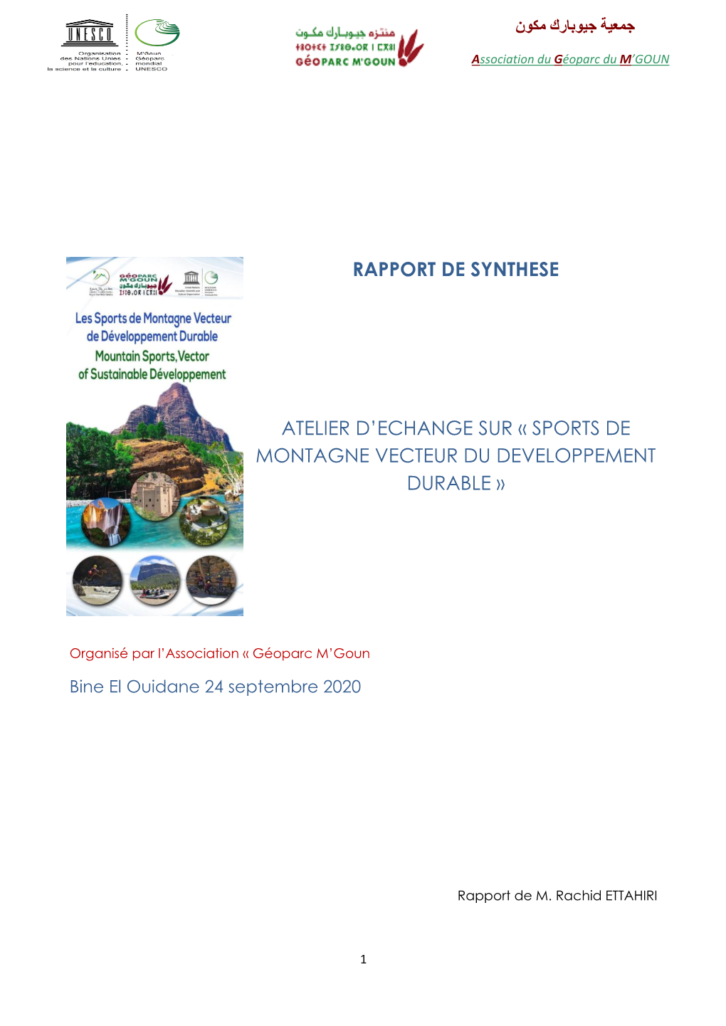 Rapport De Synthese Atelier D'echange Sur « Sports De Montagne Vecteur