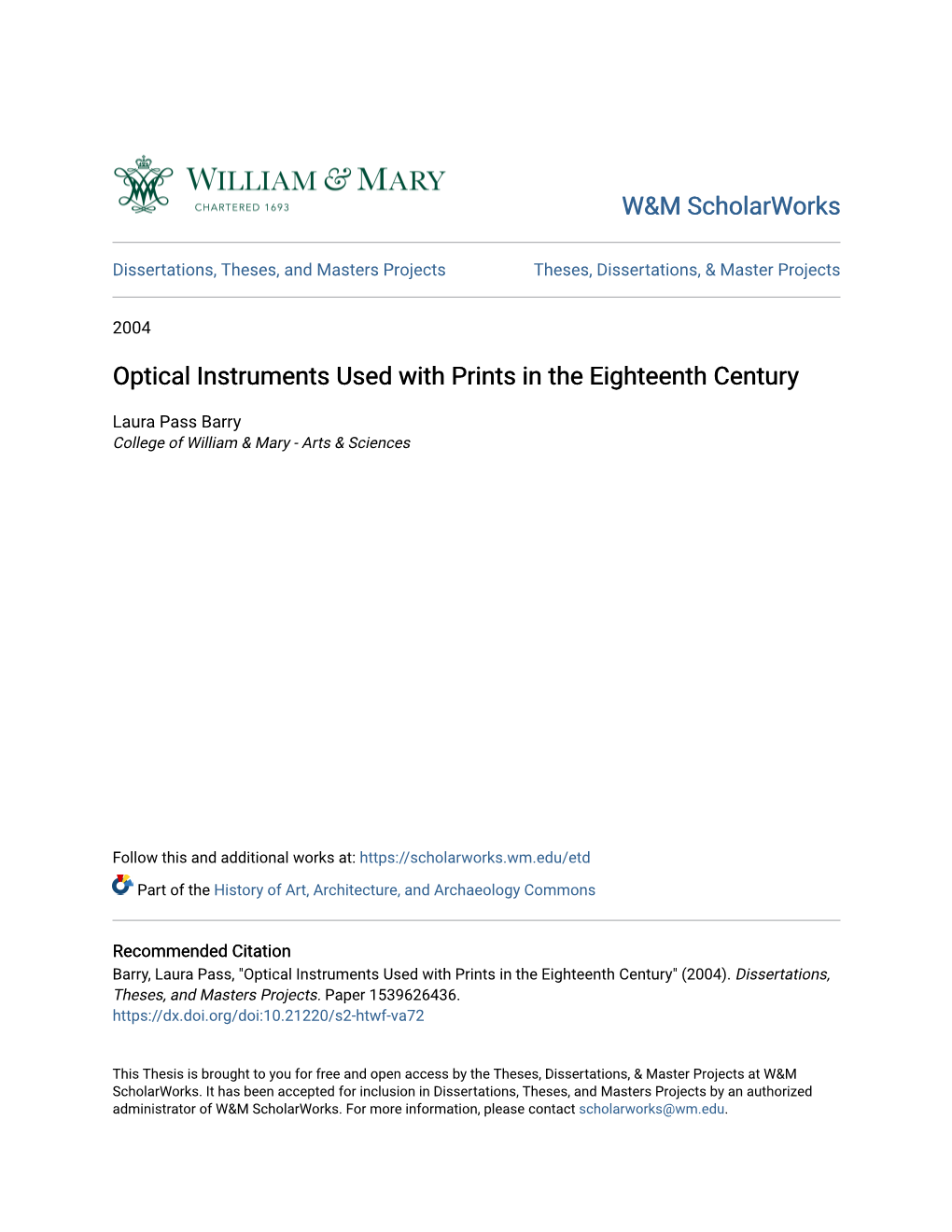 Optical Instruments Used with Prints in the Eighteenth Century