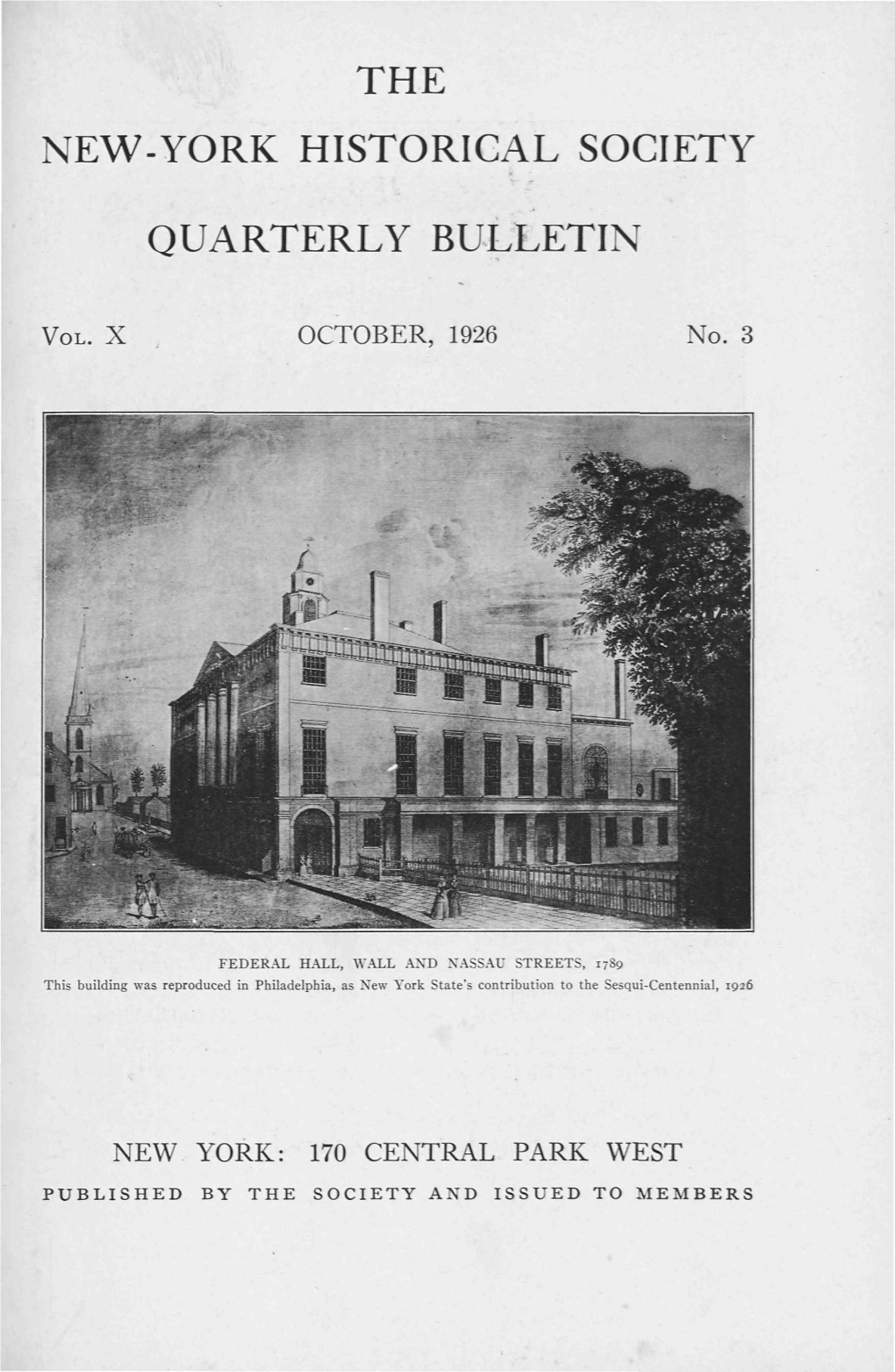 The New-York Historical Society Quarterly Bulletin