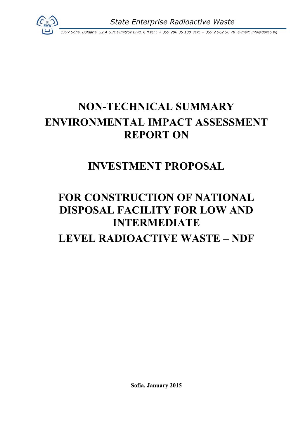 Non-Technical Summary Environmental Impact Assessment Report On