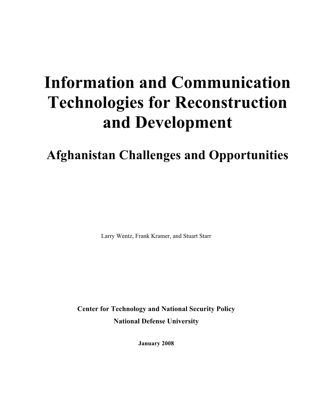 Information and Communication Technologies for Reconstruction