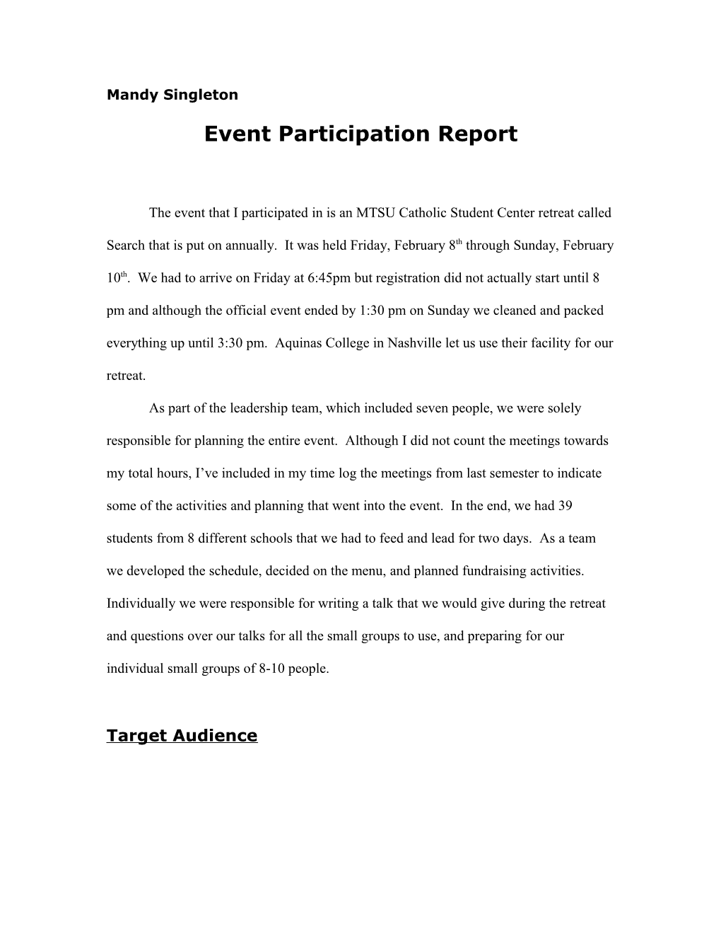 Event Participation Report