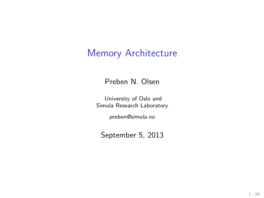 Memory Architecture