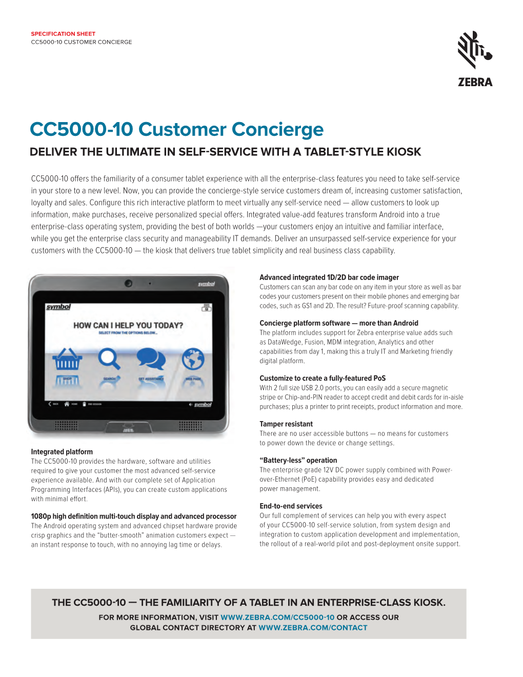 CC5000-10 Customer Concierge Specification Sheet
