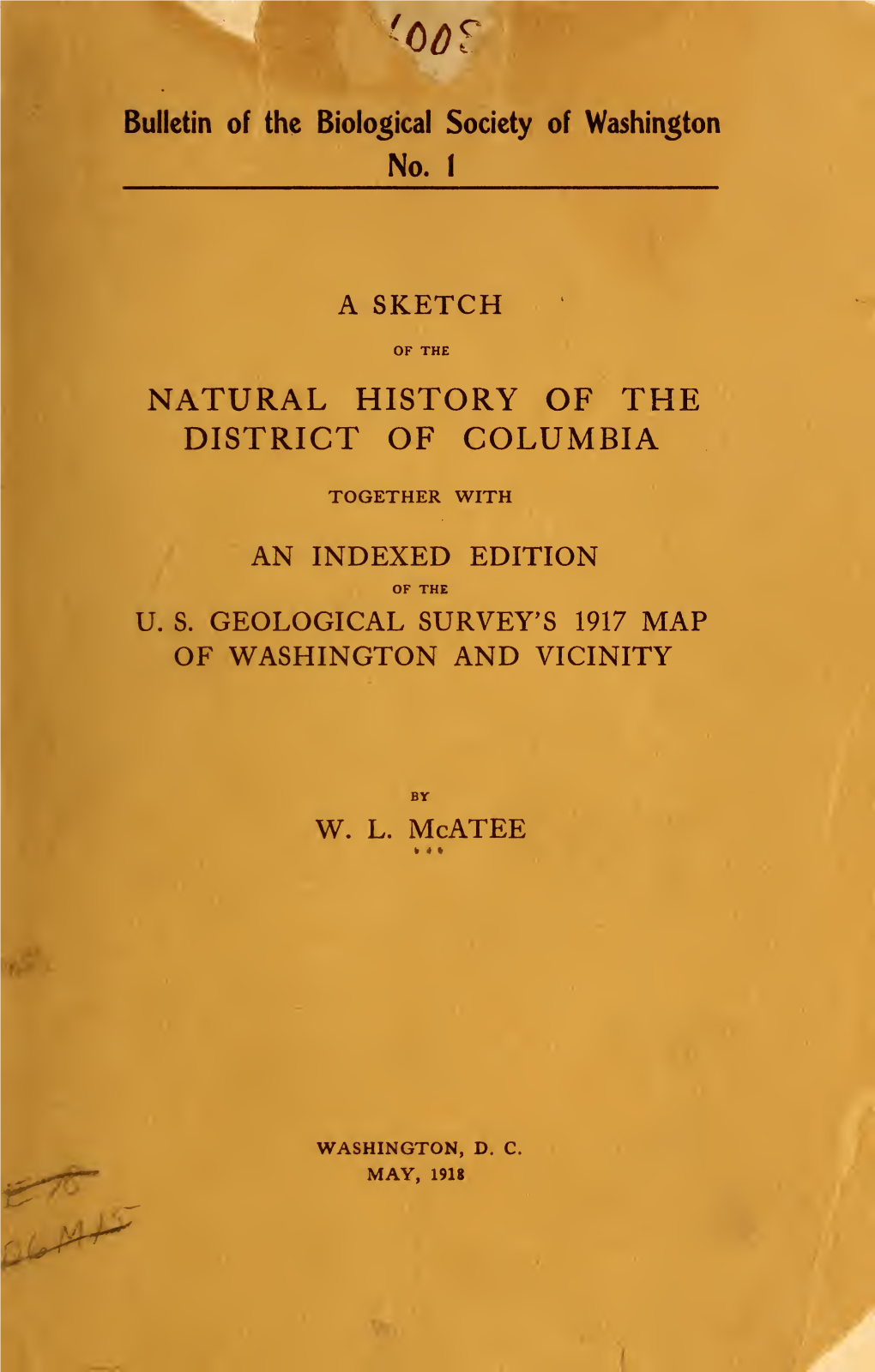 A Sketch of the Natural History of the District of Columbia Together With