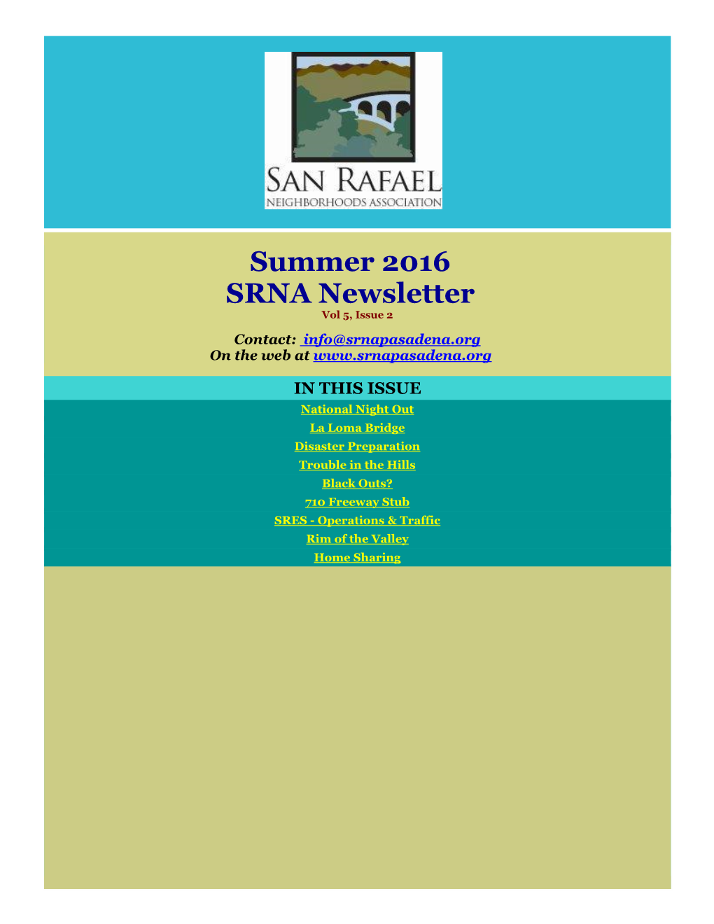 SRNA Summer Newsletter 2016