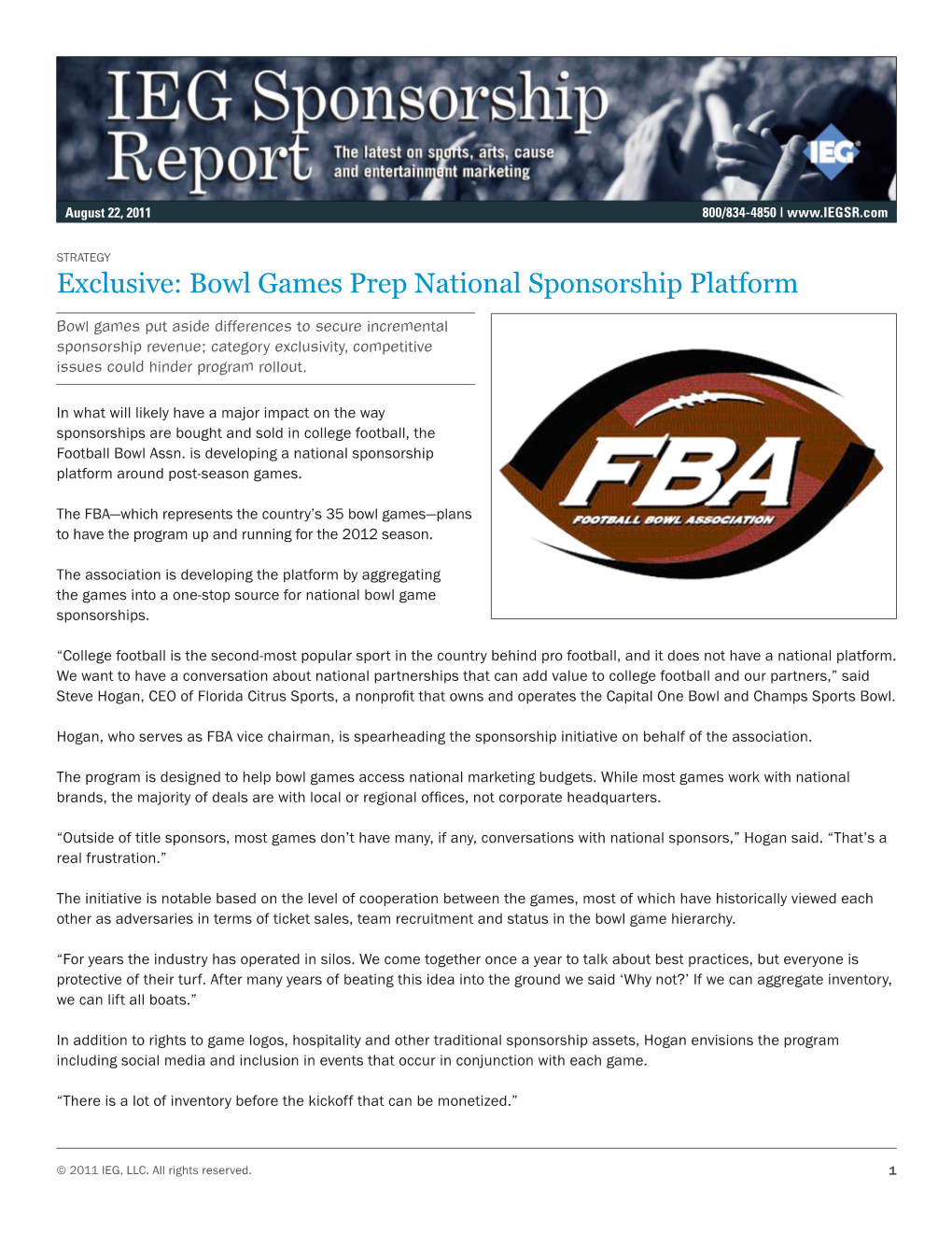 Exclusive: Bowl Games Prep National Sponsorship Platform