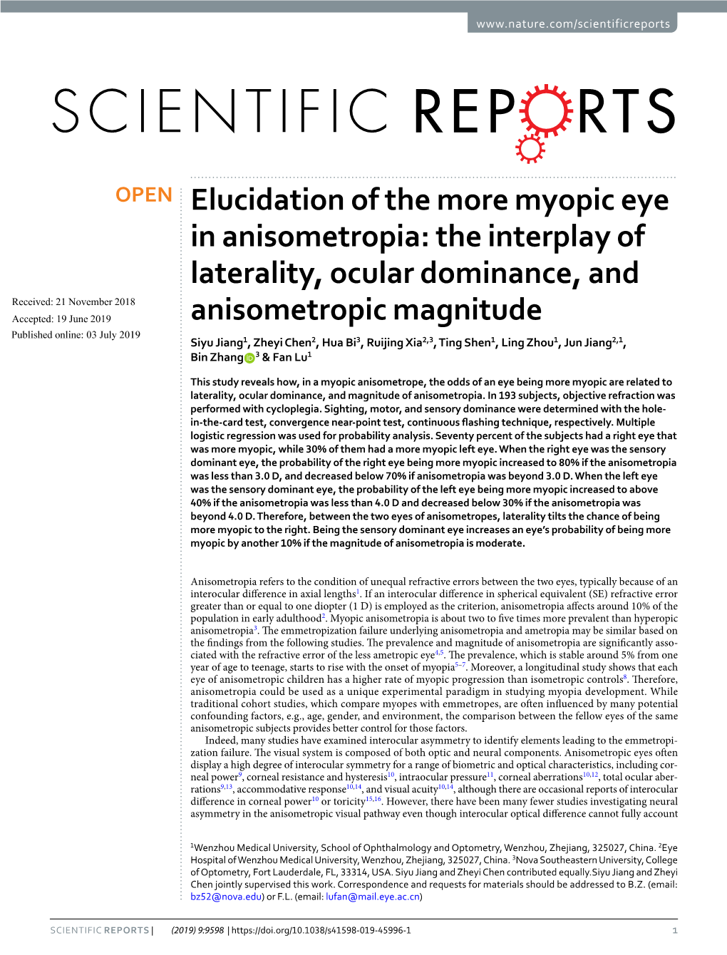 Elucidation of the More Myopic Eye in Anisometropia: the Interplay Of