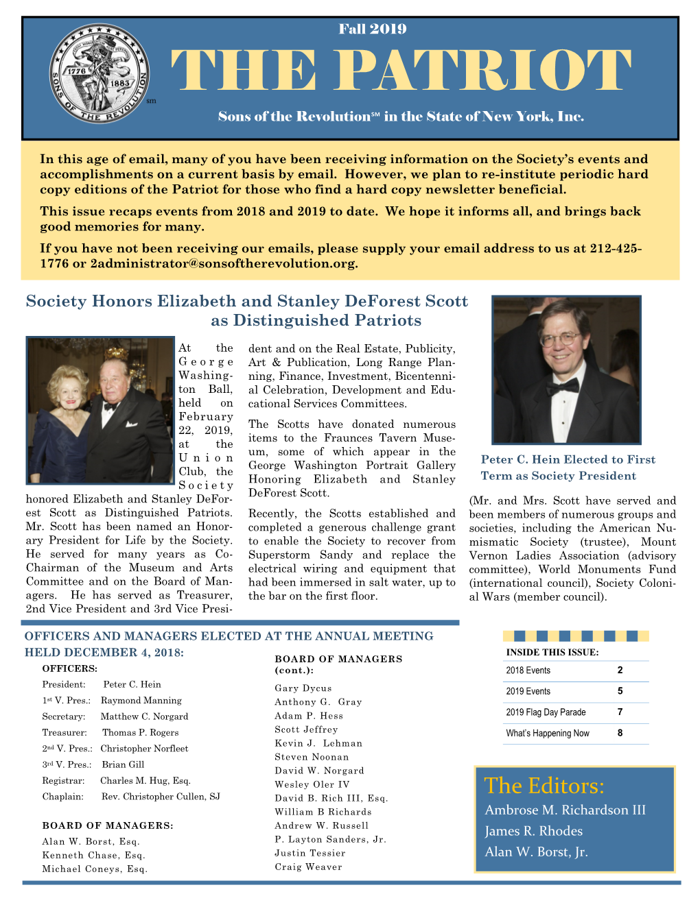 The Patriot Newsletter of the SRNY