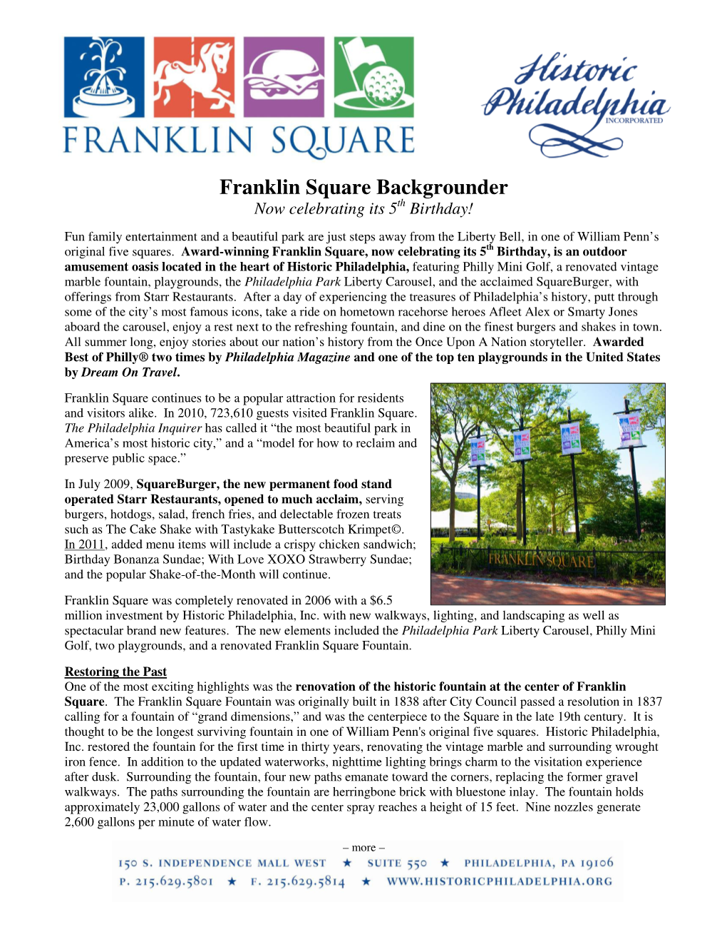 Franklin Square Backgrounder Now Celebrating Its 5 Th Birthday!