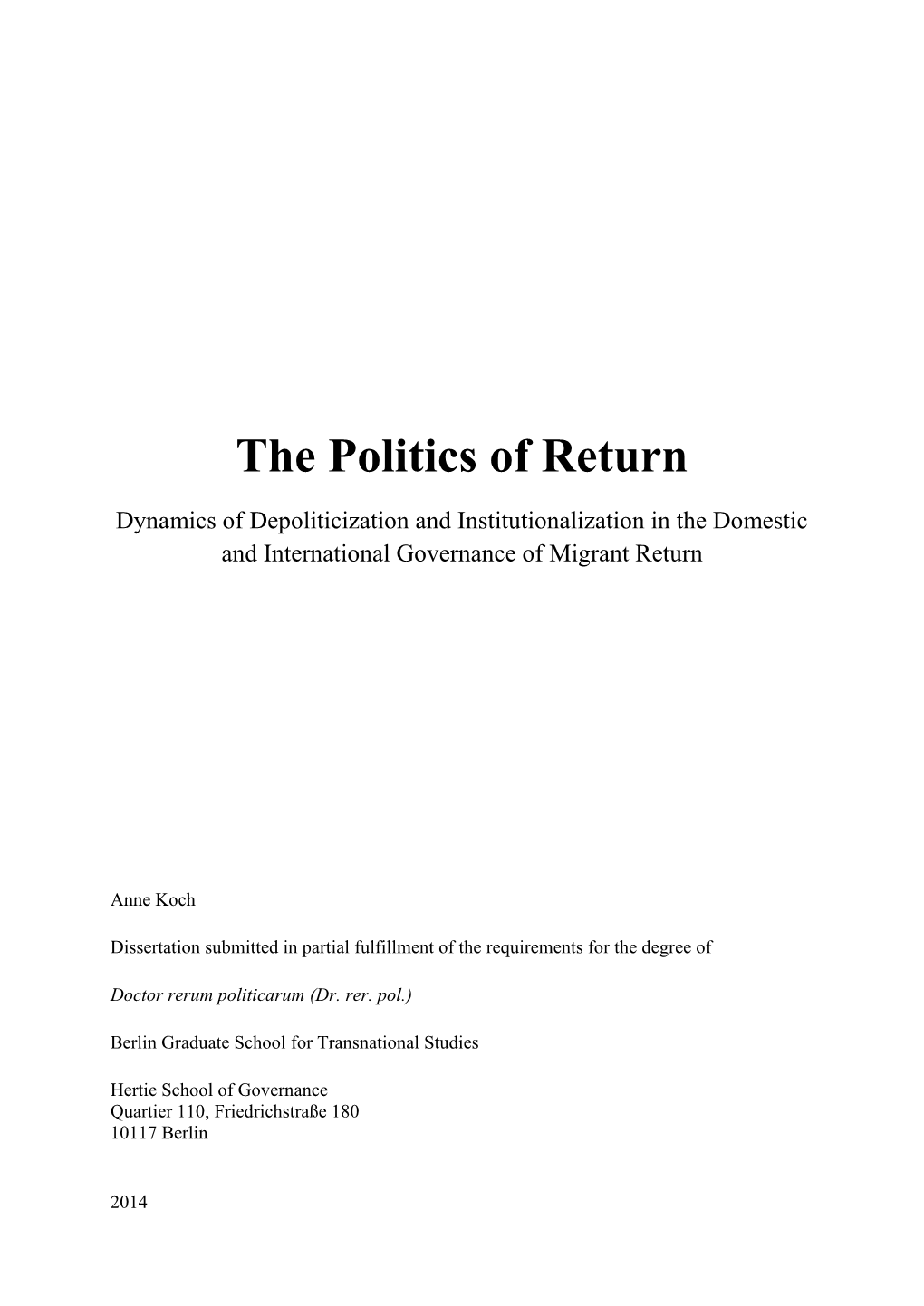 The Politics of Return