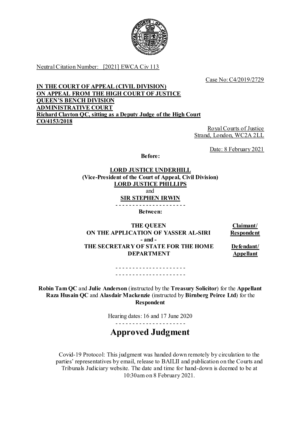 Court of Appeal Judgment Template