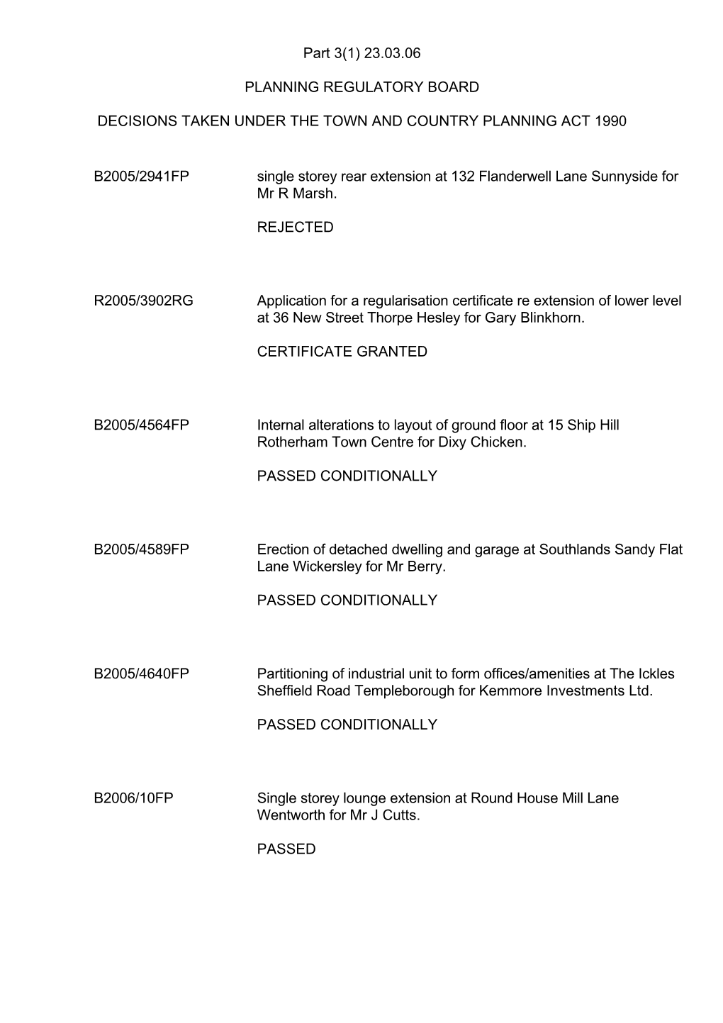 Part 3(1) 23.03.06 PLANNING REGULATORY BOARD