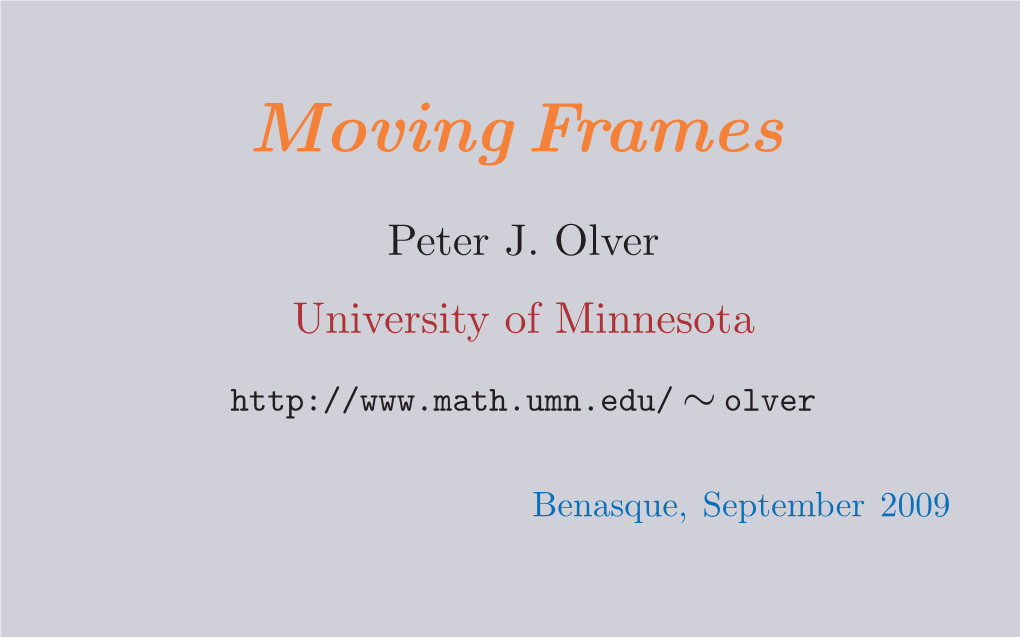 Moving Frames