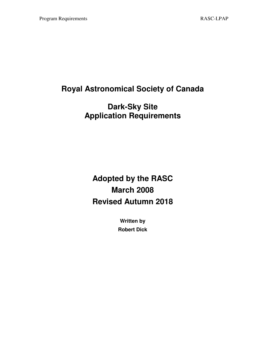 Royal Astronomical Society of Canada Dark-Sky Site Application