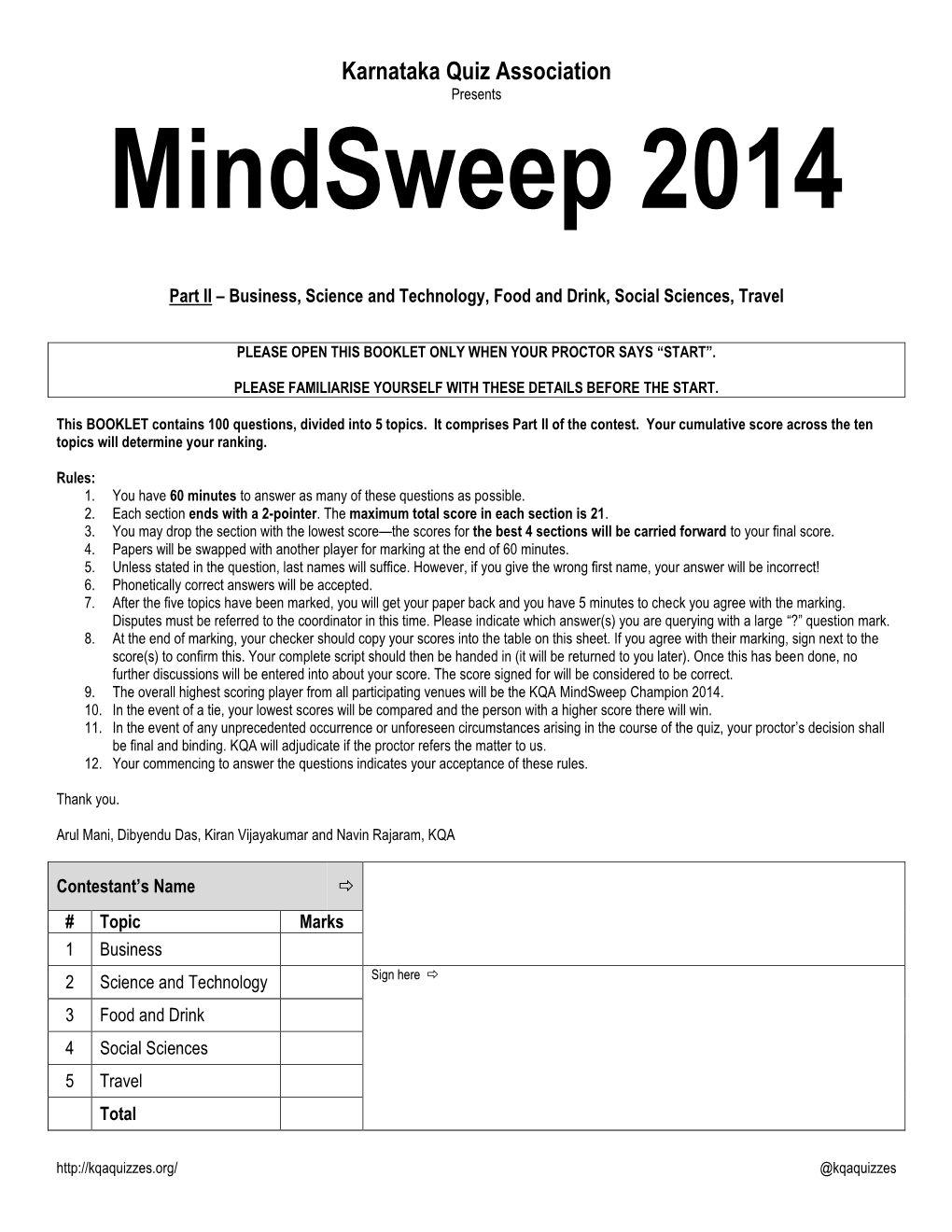 Mindsweep 2014