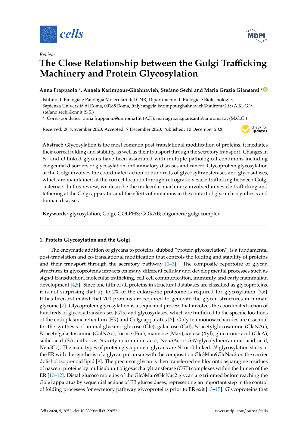 The Close Relationship Between the Golgi Trafficking Machinery And