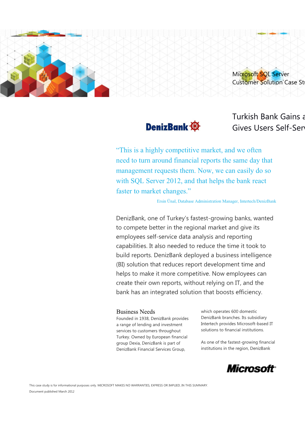 Turkish Bank Gains a Competitive Edge and Gives Users Self-Service Reporting Tools